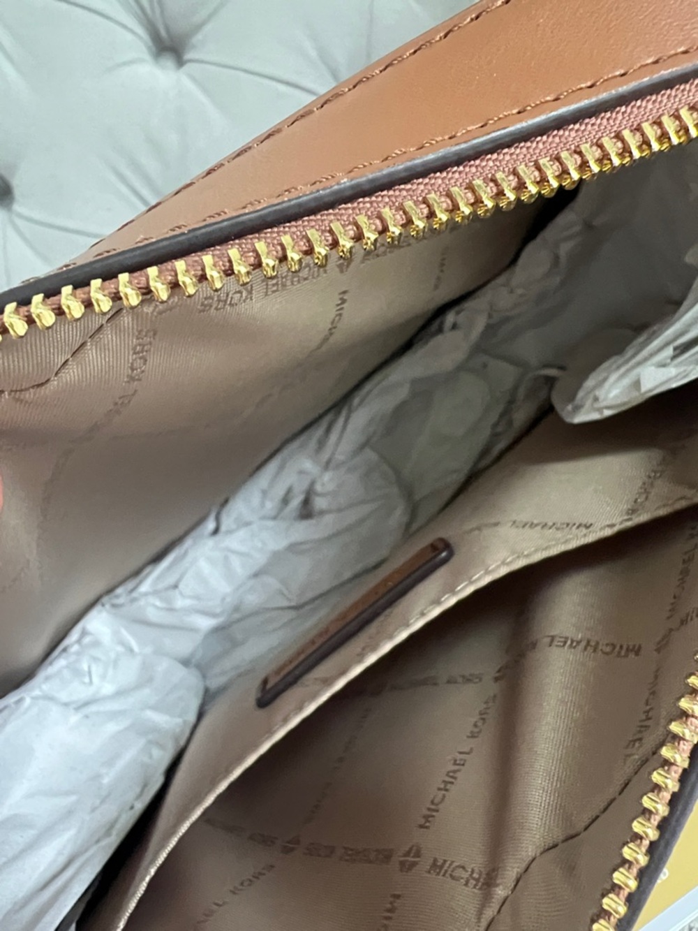Michael Kors Brown Logo Canvas Crossbody Bag with Branded Cream Strap - Picture 9 of 17